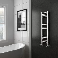 Diamond Curved Heated Towel Rail - W300 x H1000mm - Chrome