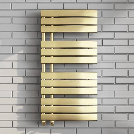 Arezzo Brushed Brass Designer Heated Towel Rail 1080 x 550mm 4 Arezzo Brushed Brass Designer Heated Towel Rail 1080 x 550mm - Image 2