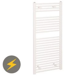 Reina Diva H800 x W500mm White Flat Electric Towel Rail