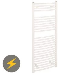 Reina Diva H800 x W600mm White Curved Electric Towel Rail