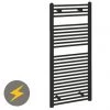 Reina Diva H1200 x W600mm Black Flat Electric Towel Rail -Cheap Bathroom Heating Store ES508BF P 1