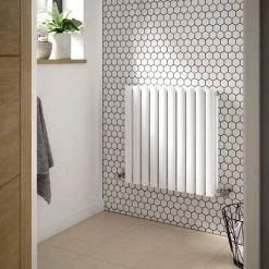 Hudson Reed Revive 600 x 586mm Horizontal Double Panel Radiator - Gloss White - HL338D -Cheap Bathroom Heating Store HL338D D1 460