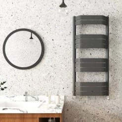 Milan Bow-Fronted Anthracite 1200 x 550 Designer Flat Panel Heated Towel Rail -Cheap Bathroom Heating Store MBTR125A4 d2 460