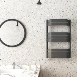 Milan Bow-Fronted Anthracite 850 x 550 Designer Flat Panel Heated Towel Rail -Cheap Bathroom Heating Store MBTR855A4 detail2 460