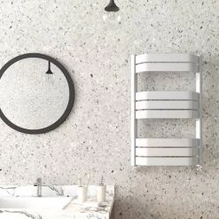 Milan Bow-Fronted White 850 x 550 Designer Flat Panel Heated Towel Rail -Cheap Bathroom Heating Store MBTR855W4 d2 460