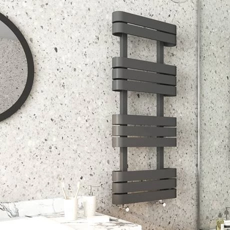 Milan Curved Anthracite 1200 x 500 Designer Flat Panel Heated Towel Rail - 11 Sections 4 Milan Curved Anthracite 1200 x 500 Designer Flat Panel Heated Towel Rail - 11 Sections - Image 2