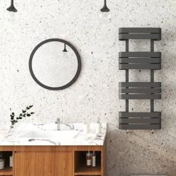 Milan Curved Anthracite 1200 x 500 Designer Flat Panel Heated Towel Rail - 11 Sections 9 Milan Curved Anthracite 1200 x 500 Designer Flat Panel Heated Towel Rail - 11 Sections -Cheap Bathroom Heating Store MCTR125A2 d2 460