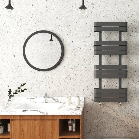 Milan Curved Anthracite 1200 x 500 Designer Flat Panel Heated Towel Rail - 11 Sections 5 Milan Curved Anthracite 1200 x 500 Designer Flat Panel Heated Towel Rail - 11 Sections - Image 3