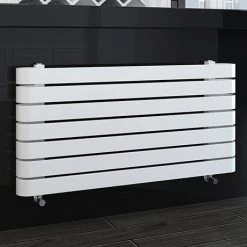 Milan Curved White 1000 x 500 Horizontal Designer Flat Panel Heated Towel Rail
