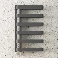 Milan Curved Anthracite 850 x 500 Designer Flat Panel Heated Towel Rail - 6 Sections