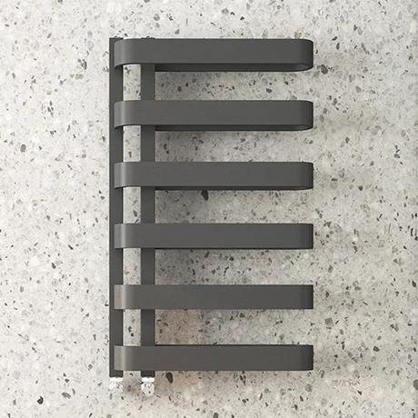 Milan Curved Anthracite 850 x 500 Designer Flat Panel Heated Towel Rail - 6 Sections 3 Milan Curved Anthracite 850 x 500 Designer Flat Panel Heated Towel Rail - 6 Sections