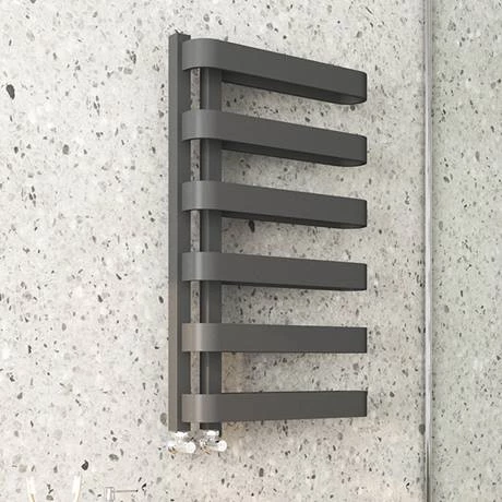 Milan Curved Anthracite 850 x 500 Designer Flat Panel Heated Towel Rail - 6 Sections 4 Milan Curved Anthracite 850 x 500 Designer Flat Panel Heated Towel Rail - 6 Sections - Image 2
