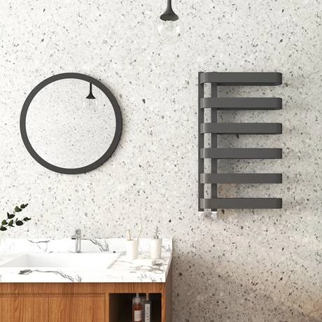 Milan Curved Anthracite 850 x 500 Designer Flat Panel Heated Towel Rail - 6 Sections 5 Milan Curved Anthracite 850 x 500 Designer Flat Panel Heated Towel Rail - 6 Sections - Image 3