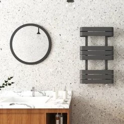 Milan Curved Anthracite 850 x 500 Designer Flat Panel Heated Towel Rail -Cheap Bathroom Heating Store MCTR855A2 d2 460