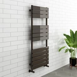 Milan Black Nickel 1200 x 500mm Single Panel Heated Towel Rail
