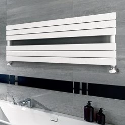 Milan Horizontal Heated Towel Rail - White (534 x 1200mm)