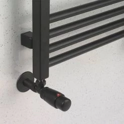 Crosswater MPRO 480 x 1380mm Heated Towel Rail - Matt Black - MP48X1380MB -Cheap Bathroom Heating Store MP48X1140MB D2 460