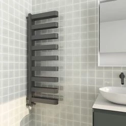 Milan Anthracite U-Shaped Heated Towel Rail - 1300 x 400mm