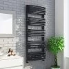 Monza 500 x 1269 Anthracite Designer D-Shaped Heated Towel Rail -Cheap Bathroom Heating Store MZ1268X5A np