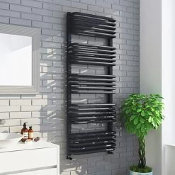 Monza 500 x 1269 Anthracite Designer D-Shaped Heated Towel Rail