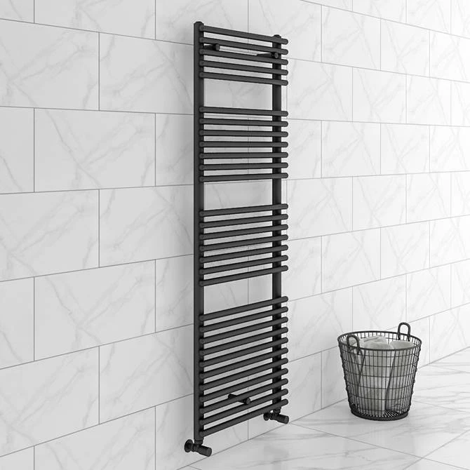 Monza Matt Black 1450 x 500 Round Bar Heated Towel Rail 3 Monza Matt Black 1450 x 500 Round Bar Heated Towel Rail