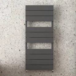 Monza Anthracite Aluminium Heated Towel Rail 1150 x 500mm Flat Panels -Cheap Bathroom Heating Store MZAL5A d2 460