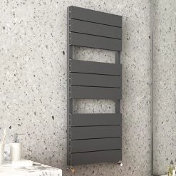 Monza Anthracite Aluminium Heated Towel Rail 1150 x 500mm Flat Panels