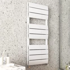 Monza White Aluminium Heated Towel Rail 1200 x 500mm Curved Panels