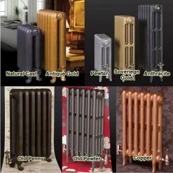 Paladin Shaftsbury 740mm High 5 Section Electric Cast Iron Radiator with 900w Heating Element -Cheap Bathroom Heating Store Paladin metallic painted 460 5