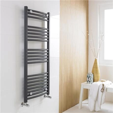Nuie - Curved Ladder Towel Rail 500 x 1150mm - Anthracite - MTY104 4 Nuie - Curved Ladder Towel Rail 500 x 1150mm - Anthracite - MTY104 - Image 2