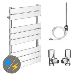 Milan 500 x 840mm Heated Towel Rail (incl. Valves + Electric Heating Kit)