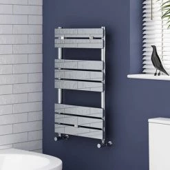 Milan 500 x 840mm Heated Towel Rail (incl. Valves + Electric Heating Kit) -Cheap Bathroom Heating Store RAD01 EHK detail02 460