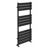 Milan Matt Black 1200 x 490mm Heated Towel Rail -Cheap Bathroom Heating Store RAD12MB n p