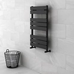 Milan Matt Black 840mm x 500mm Heated Towel Rail -Cheap Bathroom Heating Store RAD8MB d4 460