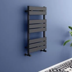 Milan Matt Black 840mm x 500mm Heated Towel Rail
