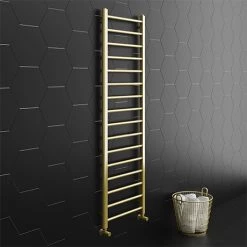 Arezzo 1600 x 500mm Brushed Brass Straight Heated Towel Rail