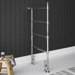 Chatsworth Traditional 1194 x 598mm Chrome Space-Saving Heated Towel Rail