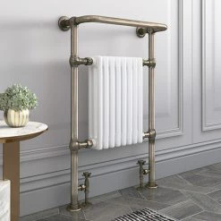 Chatsworth Savoy Old English Brass Traditional Heated Towel Rail Radiator