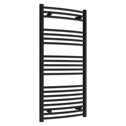 Toreno Black Curved W600 x H1200mm Heated Towel Rail