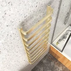Venice Brushed Brass Designer Heated Towel Rail (500 x 1200mm) -Cheap Bathroom Heating Store VENBB125 d2 460