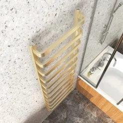 Venice Brushed Brass Designer Heated Towel Rail (500 x 1500mm) -Cheap Bathroom Heating Store VENBB155 d2 460