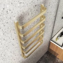 Venice Brushed Brass Designer Heated Towel Rail (500 x 800mm) -Cheap Bathroom Heating Store VENBB85 d2 460