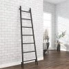 Venice Matt Black Leaning Ladder 1800 x 500mm Heated Towel Rail -Cheap Bathroom Heating Store VNR1MB P