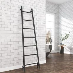 Venice Matt Black Leaning Ladder 1800 x 500mm Heated Towel Rail